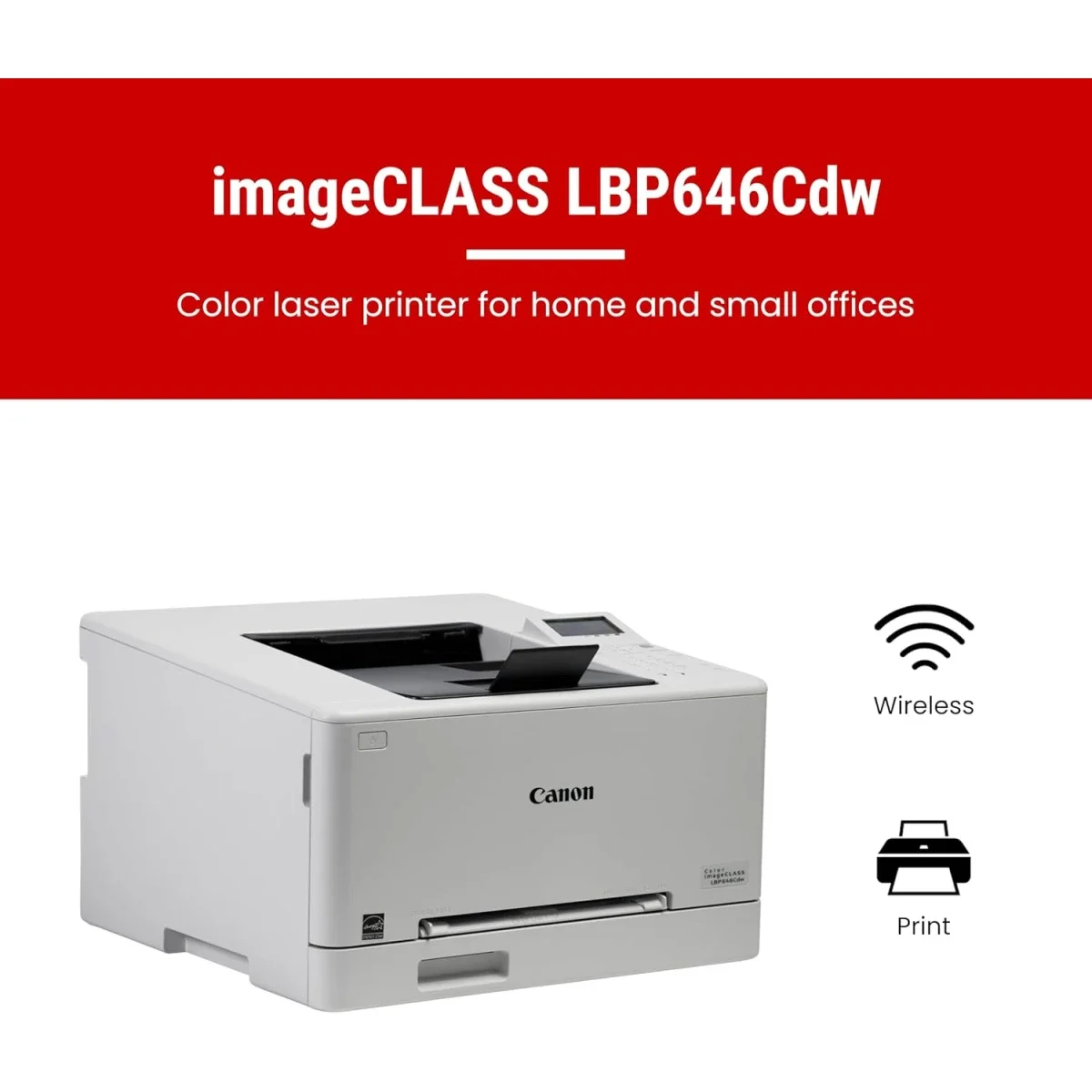 Canon i-SENSYS LBP646Cdw A4 Color Laser Wireless Duplex Printer for Home & Office 26 PPM White - Image 2