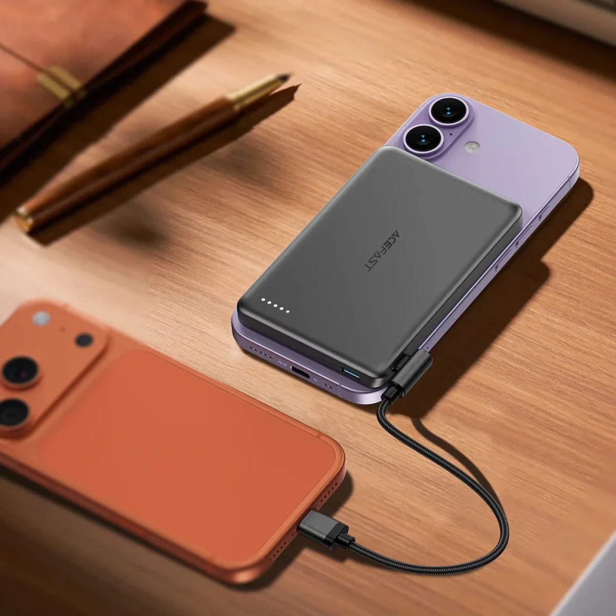 باور بانك ACEFAST M35 5000mAh 18W بشحن لاسلكي مغناطيسي 15W – رمادي معدني - Image 6