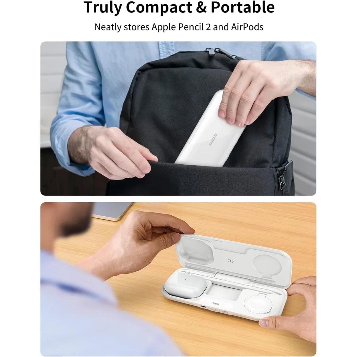 MOMAX Airbox Foldable 5-in-1 Wireless Charging Power Bank 10000mAh White - Thumbnail 7
