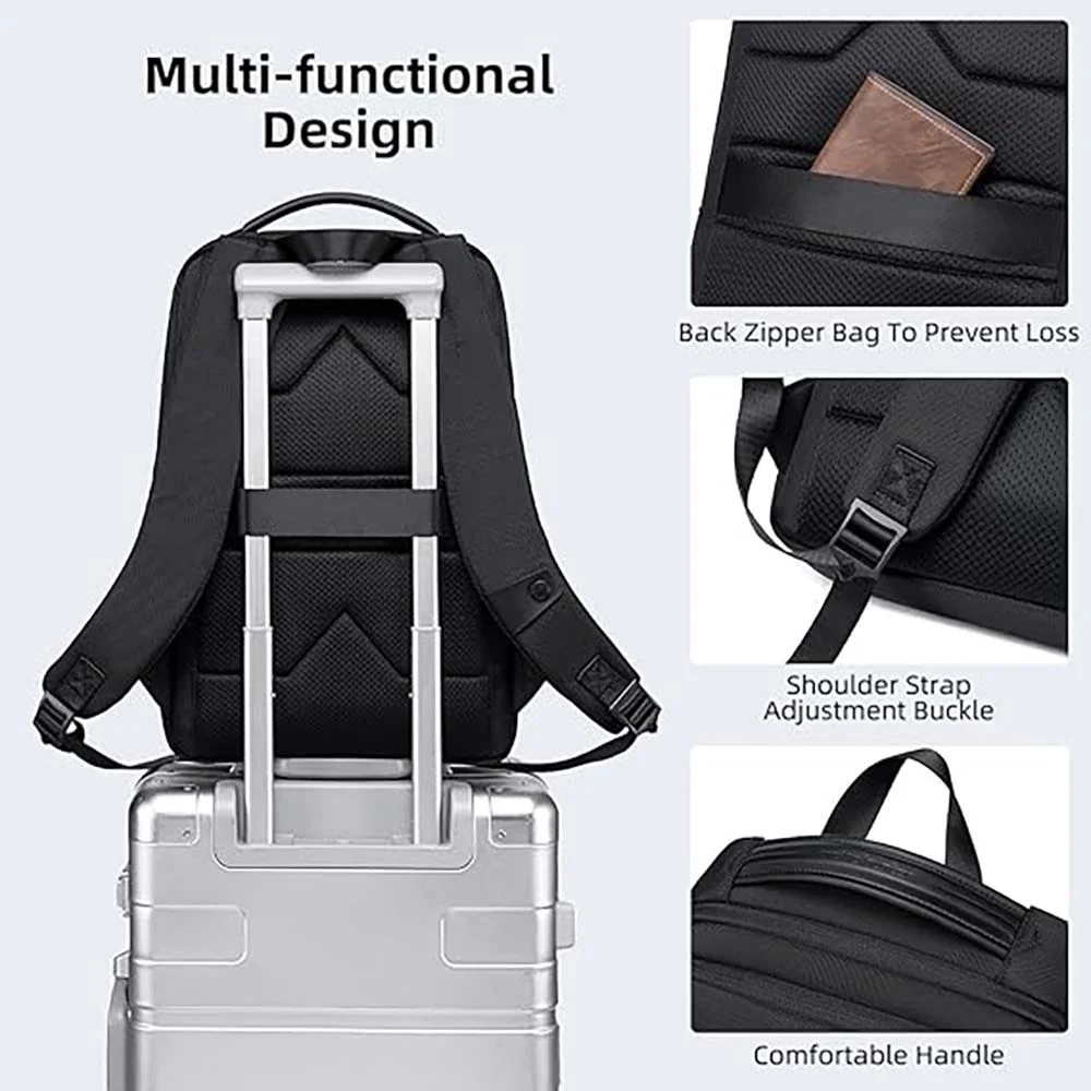 حقيبة ظهر Arctic Hunter B00690 للابتوب 15.6 إنش للأعمال - أسود - Image 2