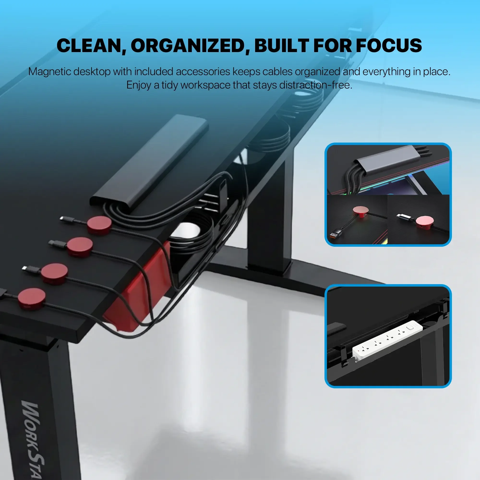 Fantech DW314 Workstation Zurich Electric Sit-Stand Tilt Height Adjustable Magnetic Gaming Desk - Image 12