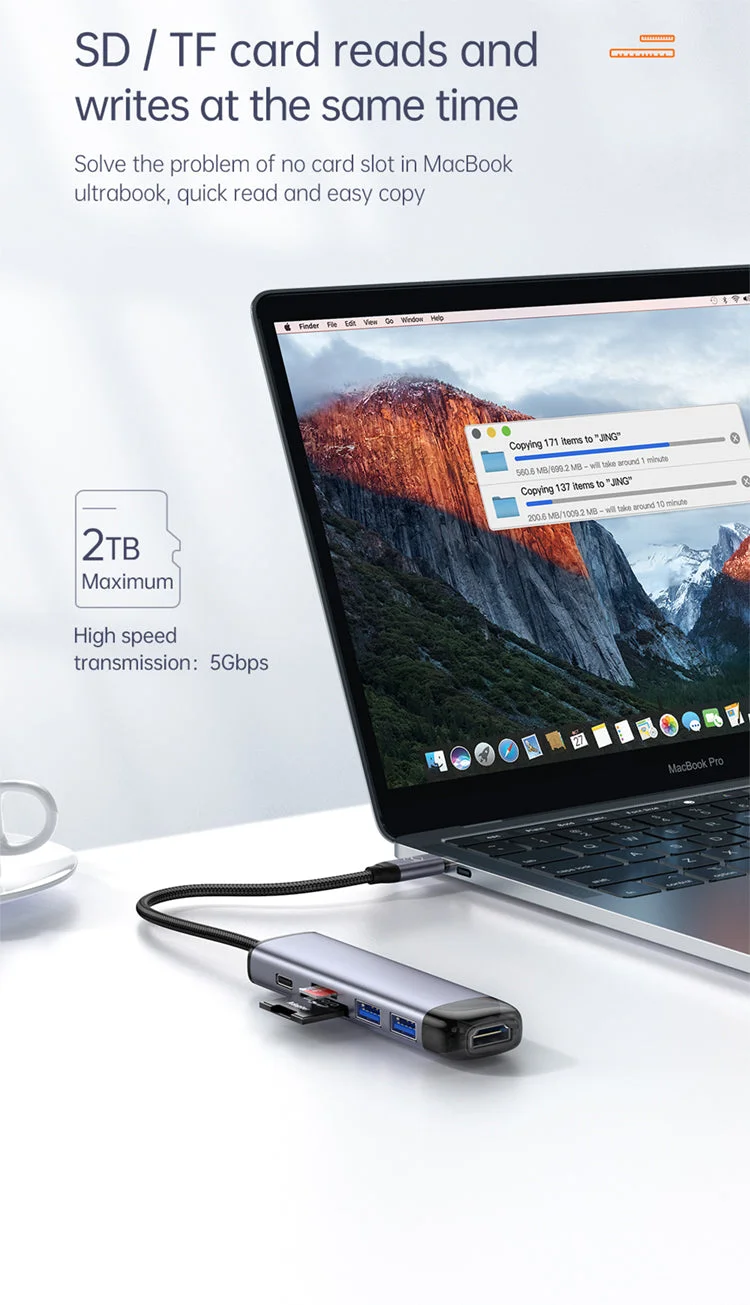 Mcdodo HU-7740 6-in-1 USB-C Hub with HDMI, VGA, 2x USB 3.0, PD 100W & SD/TF - Image 11