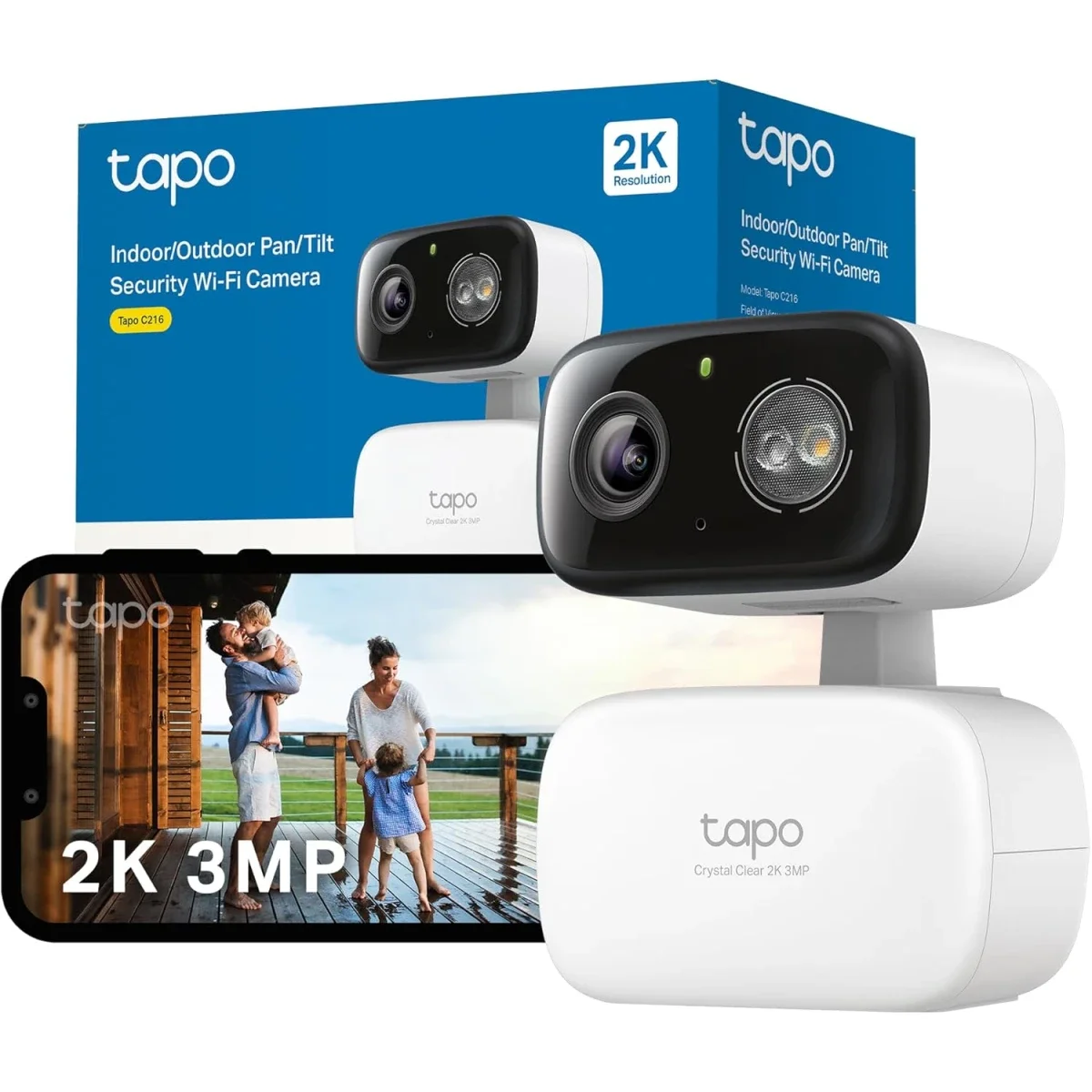TP-LINK Tapo C216 2K 3MP Outdoor Wi‑Fi Security Camera with 360° Pan/Tilt