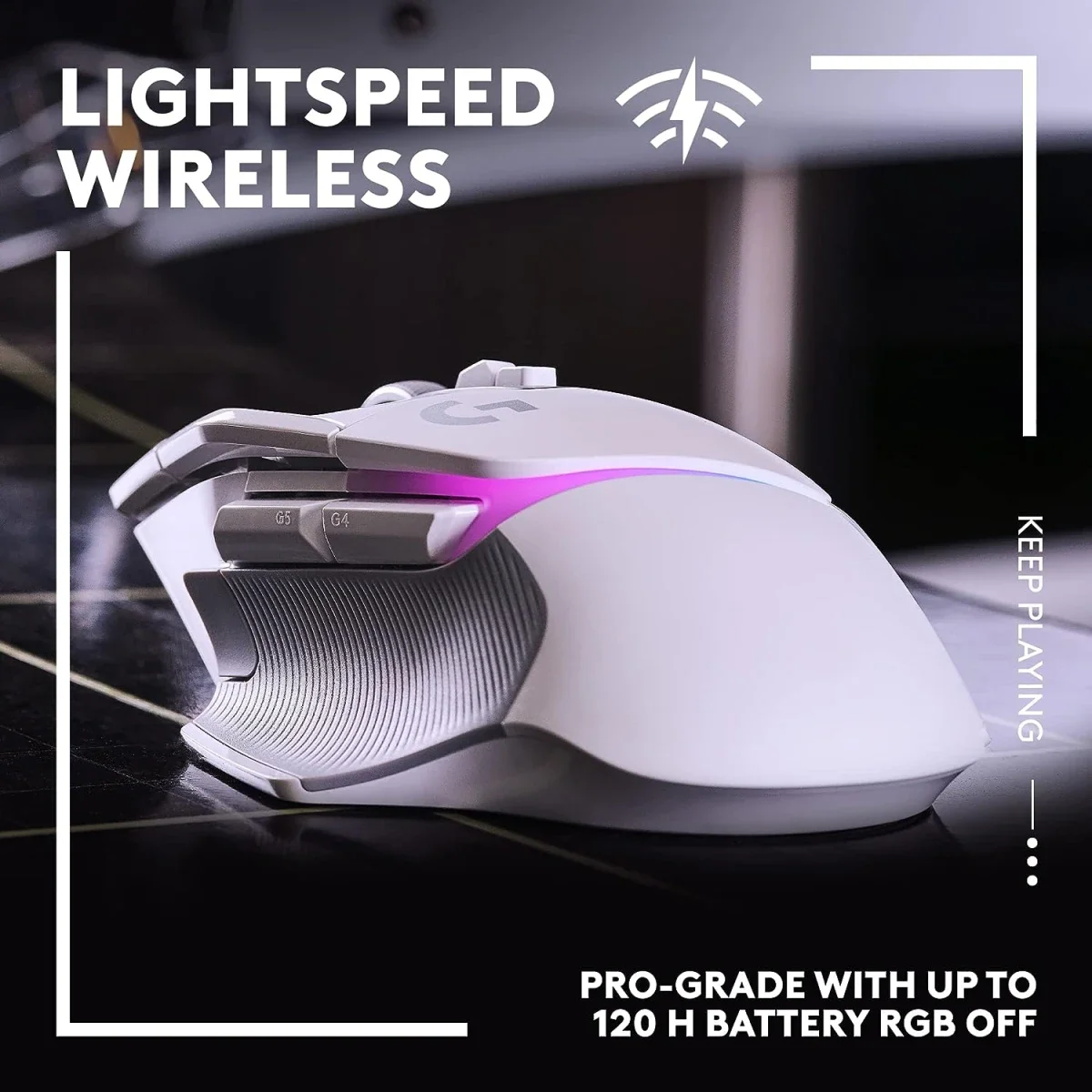 ماوس ألعاب Logitech G502 X PLUS لاسلكي LIGHTSPEED بمستشعر HERO 25K، أبيض - Thumbnail 4