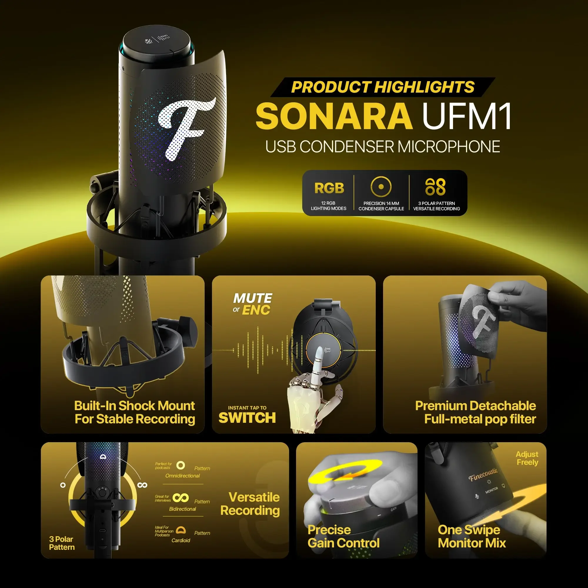 ميكروفون USB مكثف للبث والتسجيل والمكالمات و للإجتماعات عبر الإنترنت وصناعة المحتوى - Thumbnail 6