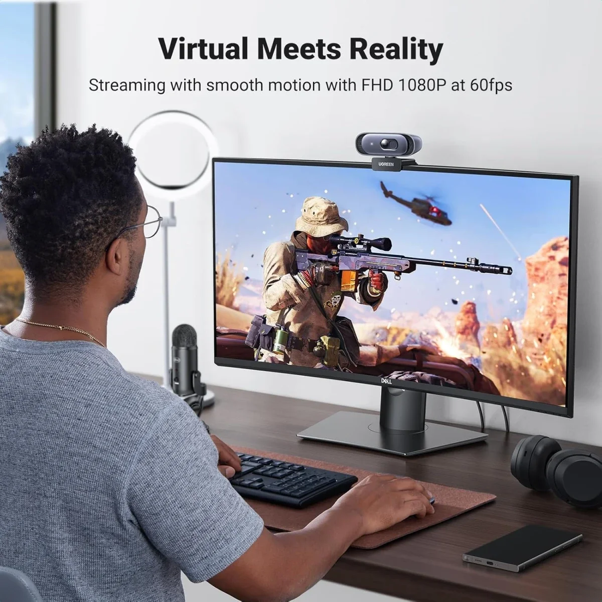 Ugreen 35626 2K Webcam with Full HD 1080p 60fps, Autofocus, Dual Mics & Privacy Cover - Thumbnail 3