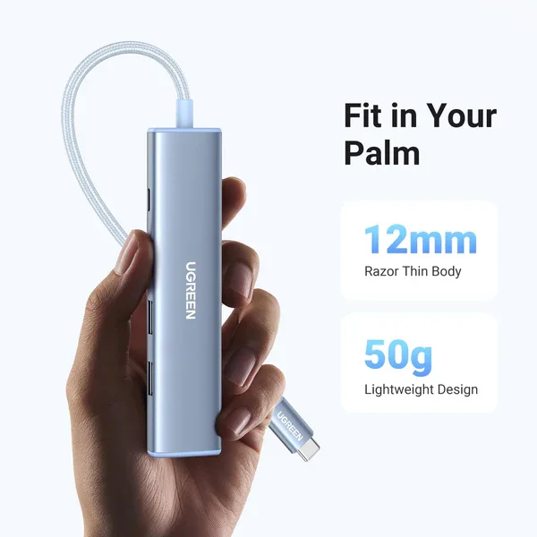 محول متعدد المنافذ Ugreen 35581 USB-C إلى 5 في 1 بدقة 4K 30Hz وقدرة 100W PD مع 3 منافذ USB-A بسرعة 5Gbps أزرق - Image 2