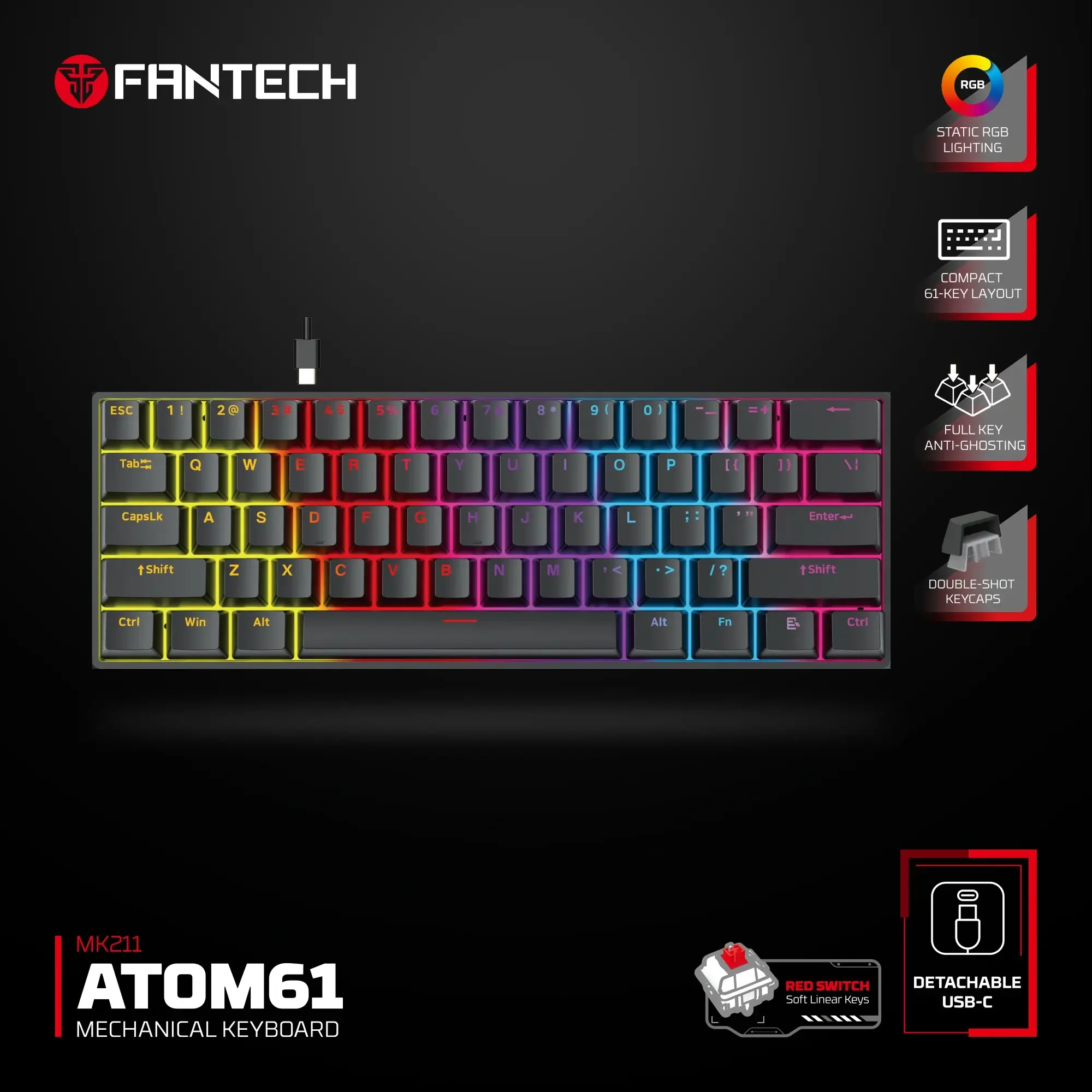 كيبورد ألعاب Fantech MK211 ميكانيك - Image 3