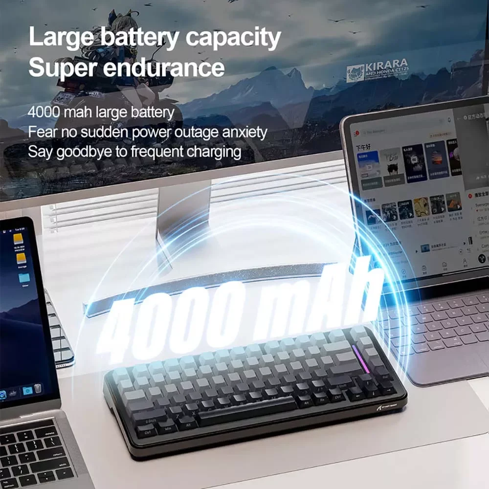كيبورد ATTACK SHARK M86 ميكانيكي ثلاثي الاتصال بتصميم Gasket، إصدار Moonlight Night وسويتش Blueberry - Image 3