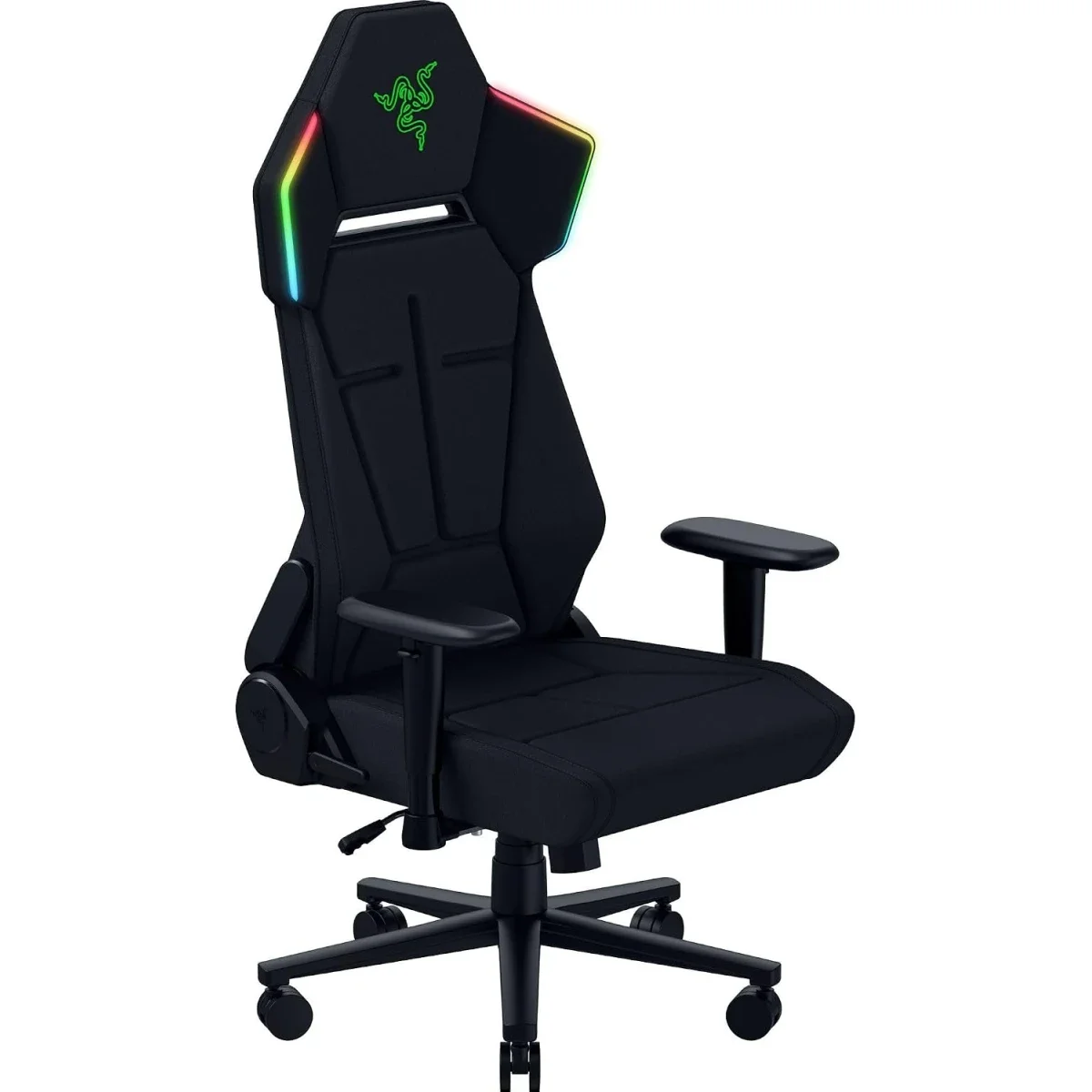 كرسي ألعاب Razer Soma Chroma قماش أسود بإضاءة RGB لاسلكية، دعم قطني، إسفنج مزدوج الكثافة وإمالة 155° - Image 4