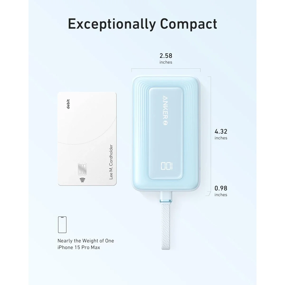 Anker A1688H31 Zolo 10,000mAh 30W USB-C Power Bank Blue - Thumbnail 3