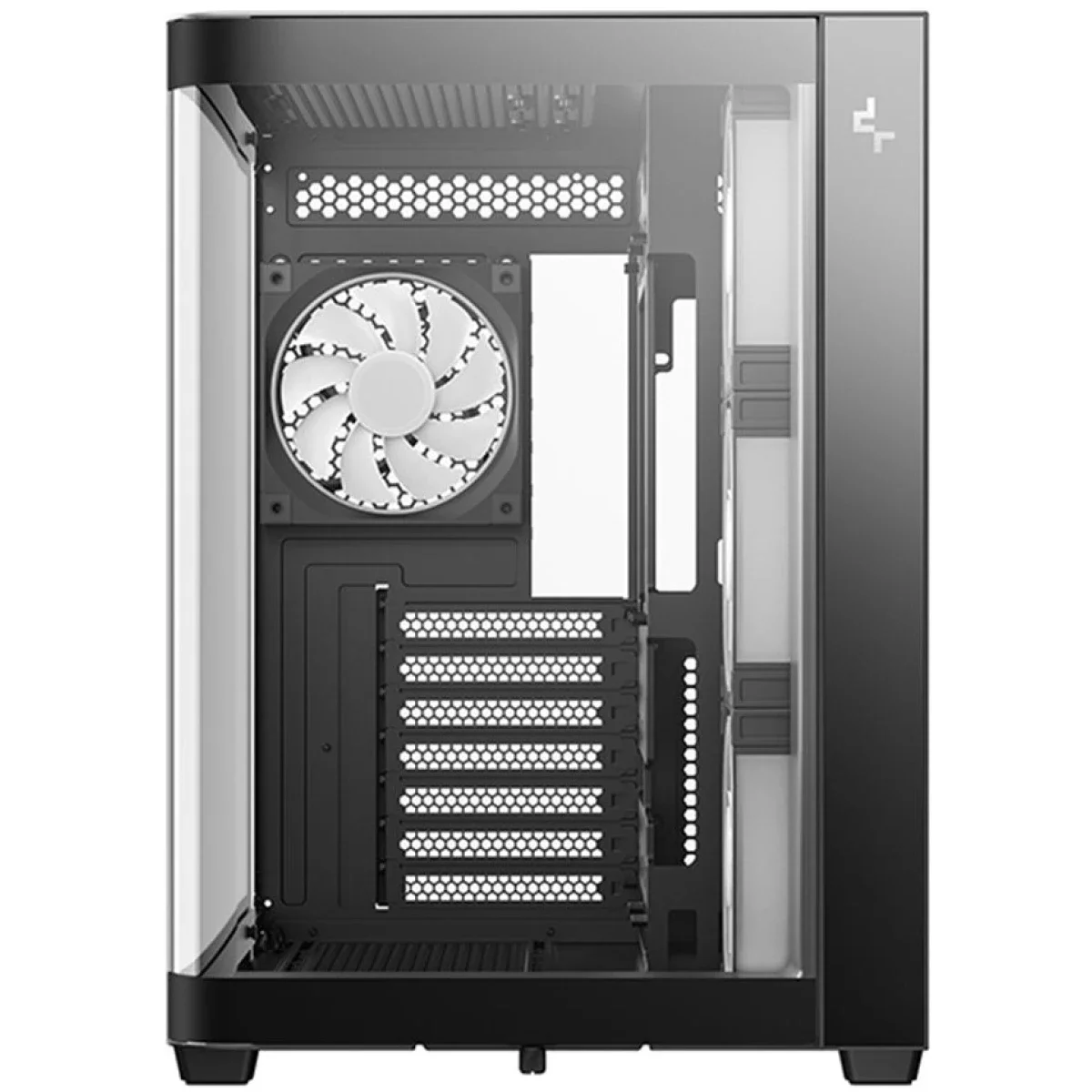 هيكل كمبيوتر DeepCool CG530U 4F بانورامي بزجاج منحني ATX ميد تاور مع 4 مراوح مثبتة مسبقًا، ثنائي الحجرة، أسود - Image 8