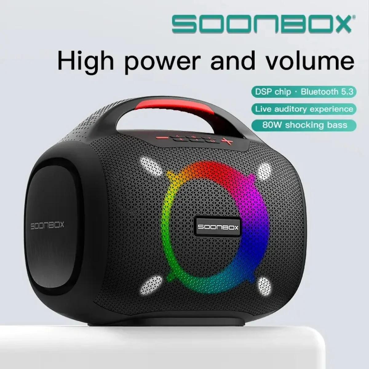 سماعة حفلات Soonbox S6300 بلوتوث مقاومة للماء 80 واط - أسود - Thumbnail 4