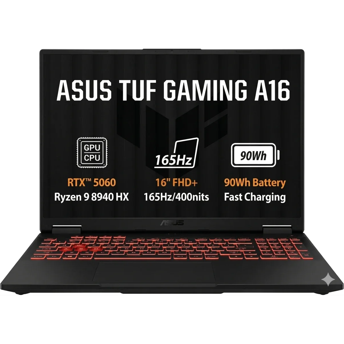 Asus TUF Gaming A16 (2025) FA608PM 16-inch Gaming Laptop Ryzen 9 8940HX RTX 5060 16GB RAM 1TB SSD 165Hz IPS Jaeger Gray - Image 1
