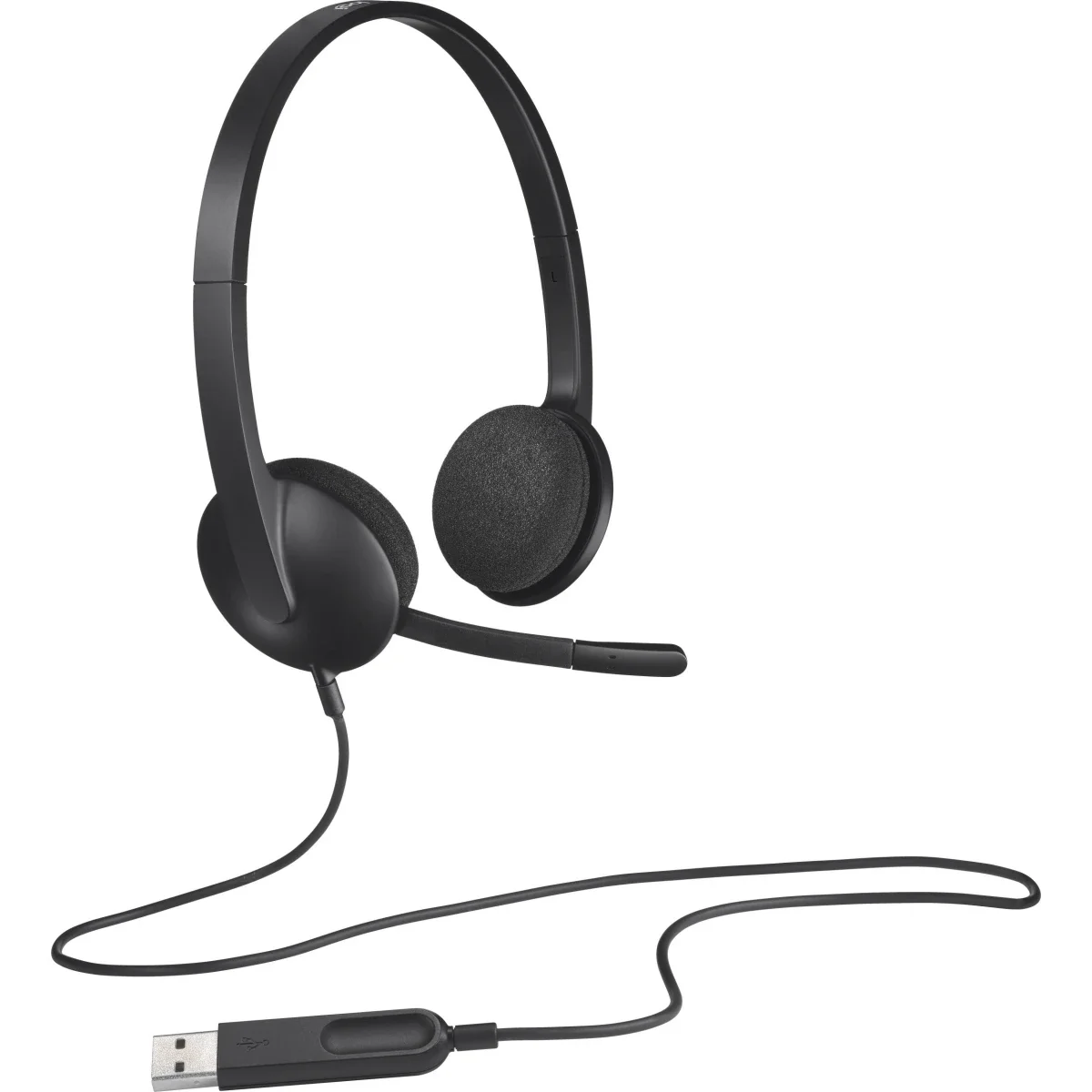 سماعة رأس Logitech H340 سلكية ستيريو USB مع ميكروفون عازل للضوضاء، أسود - Thumbnail 2