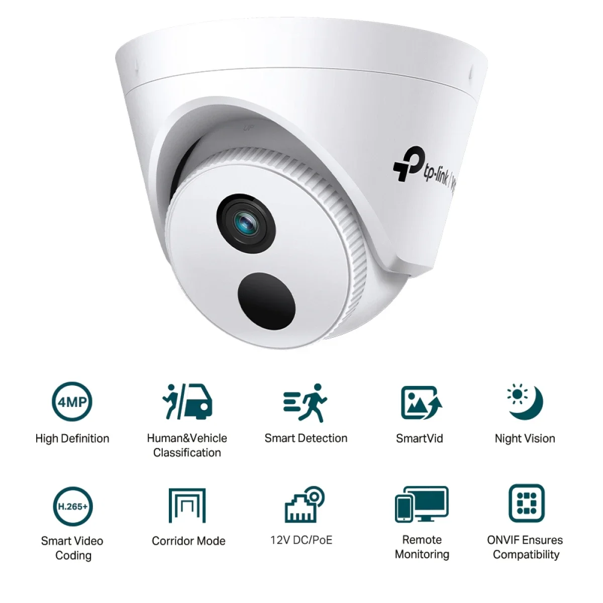 كاميرا شبكة توريت TP-LINK VIGI C440I بدقة 4MP مع تصنيف الأشخاص والمركبات، كشف ذكي، H.265+، PoE - Image 2