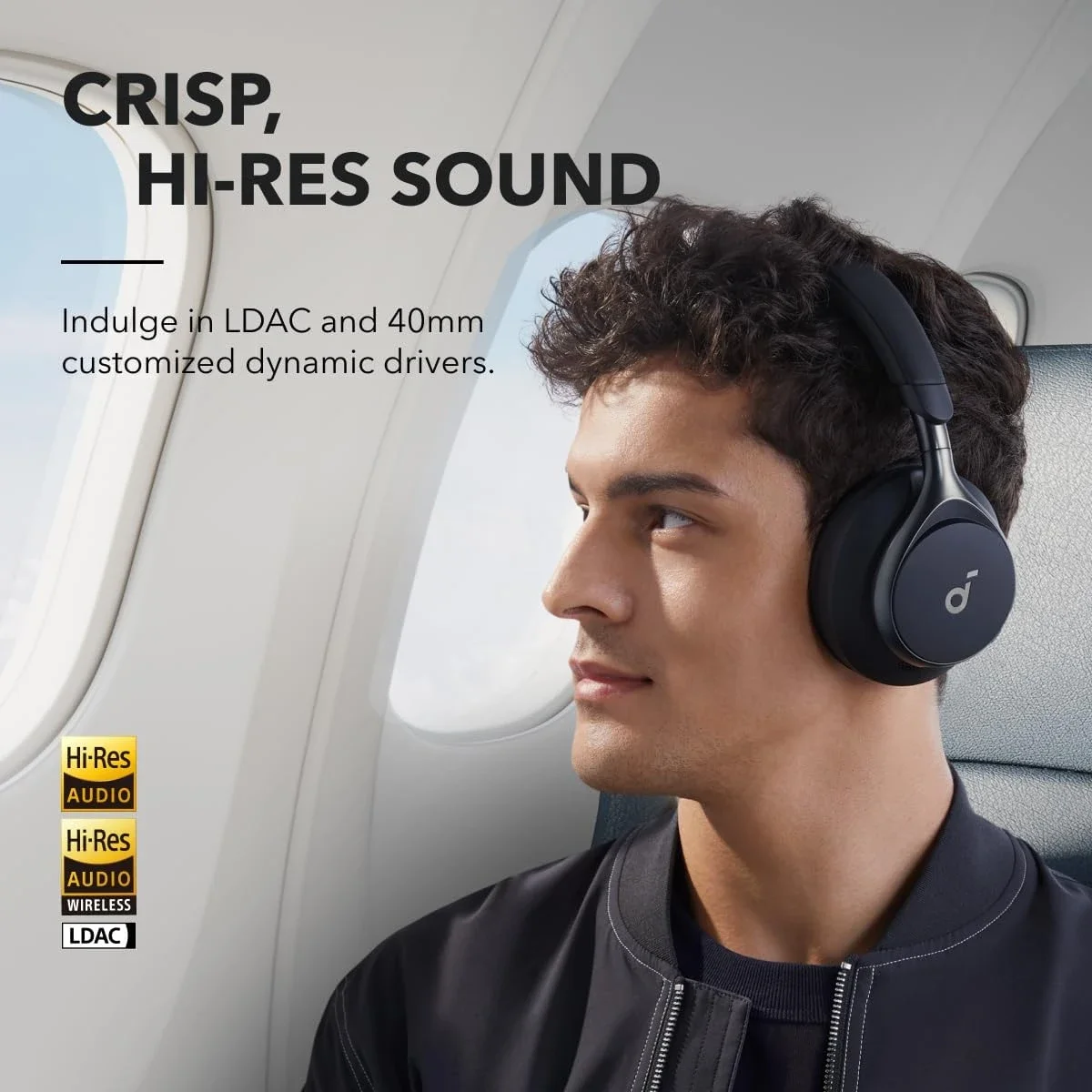 Anker Soundcore Space One ANC Wireless Headphones, LDAC, Bluetooth 5.3, Black - Thumbnail 2