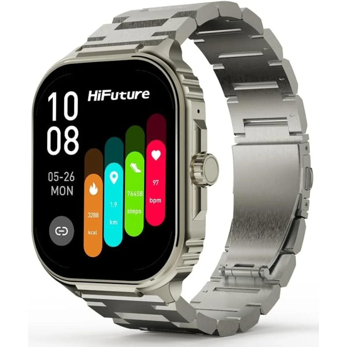 ساعة ذكية HiFuture Ultra3 PRO للمكالمات بشاشة AMOLED مقاس 2.04 إنش، IP68، فضي