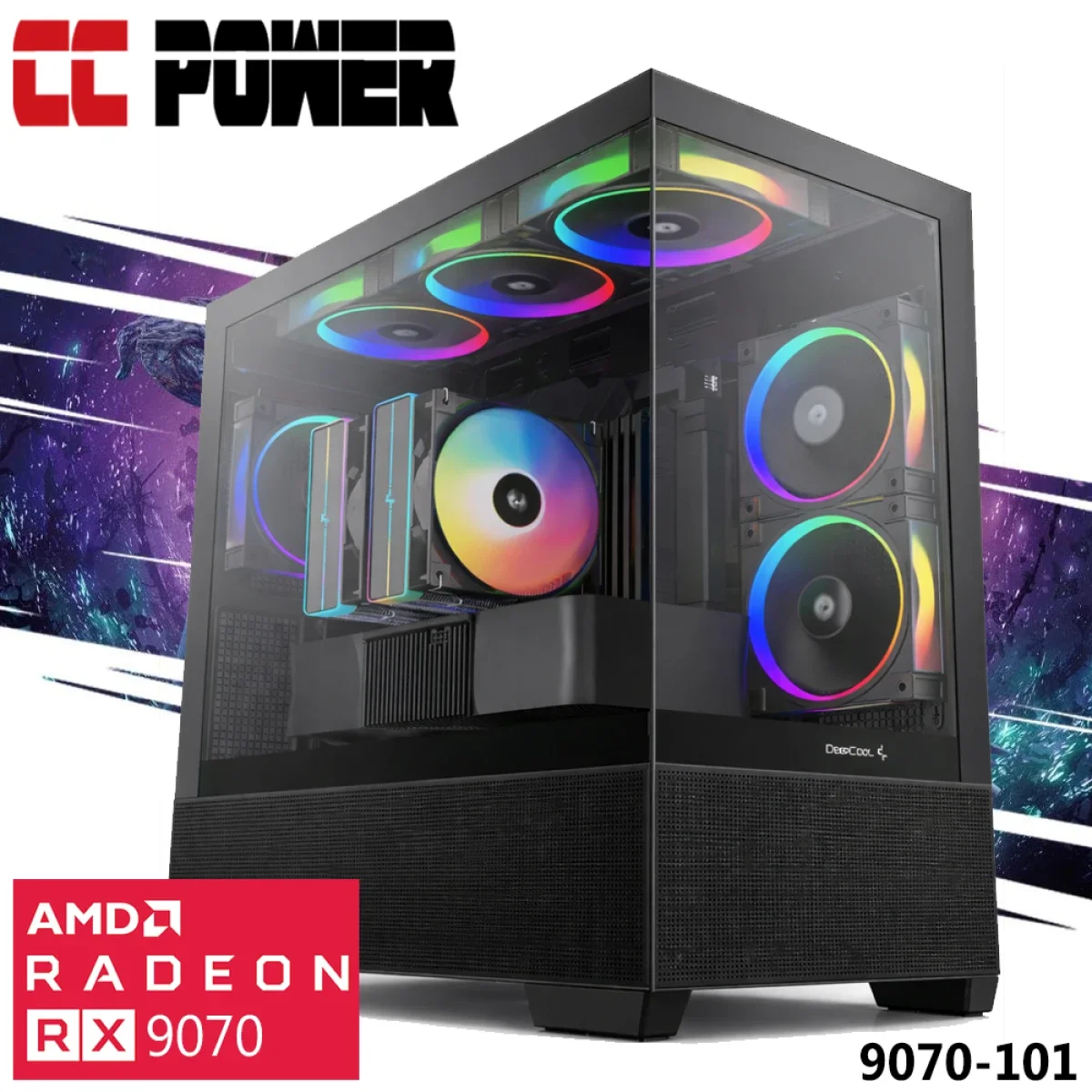 كمبيوتر ألعاب City Center Computers CC Power 9070-101 بمعالج AMD Ryzen 7 7700 وكرت Radeon RX 9070 وذاكرة DDR5 16GB ورام 16GB وSSD سعة 1TB - Image 1