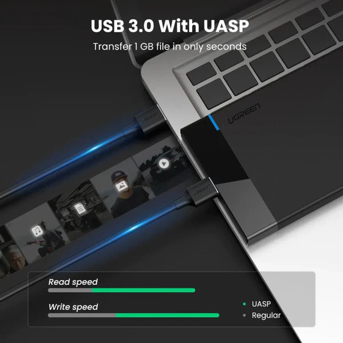 حافظة قرص صلب Ugreen USB 3.0 إلى SATA III مقاس 2.5 إنش - Thumbnail 4