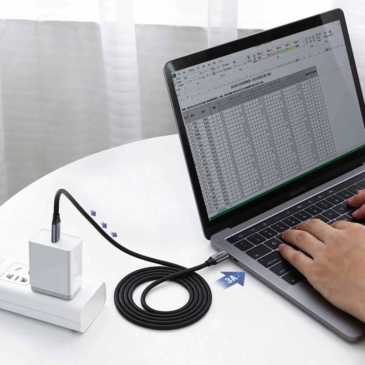 كابل Ugreen US161-50751 USB-C 3.1 إلى USB-C 3.1 بطول 1.5 متر وقدرة 100 واط رمادي - Thumbnail 4