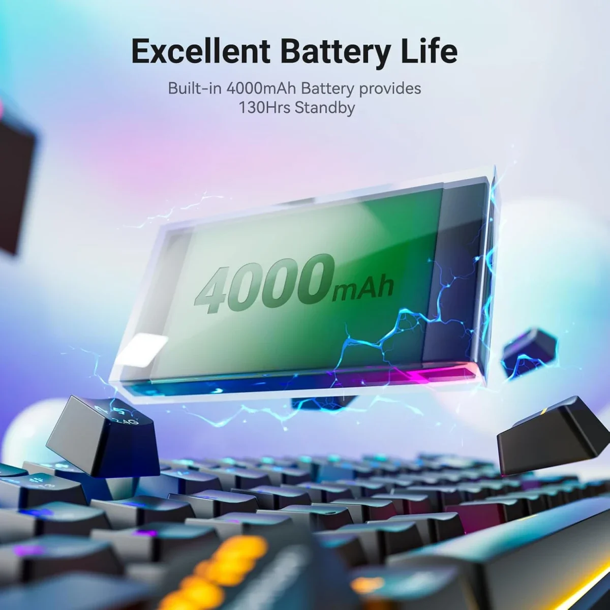كيبورد ألعاب ميكانيكي Redragon K708 لاسلكي ثلاثي الاتصال مع شاشة LCD وإضاءة RGB وبطارية 4000mAh - Thumbnail 8