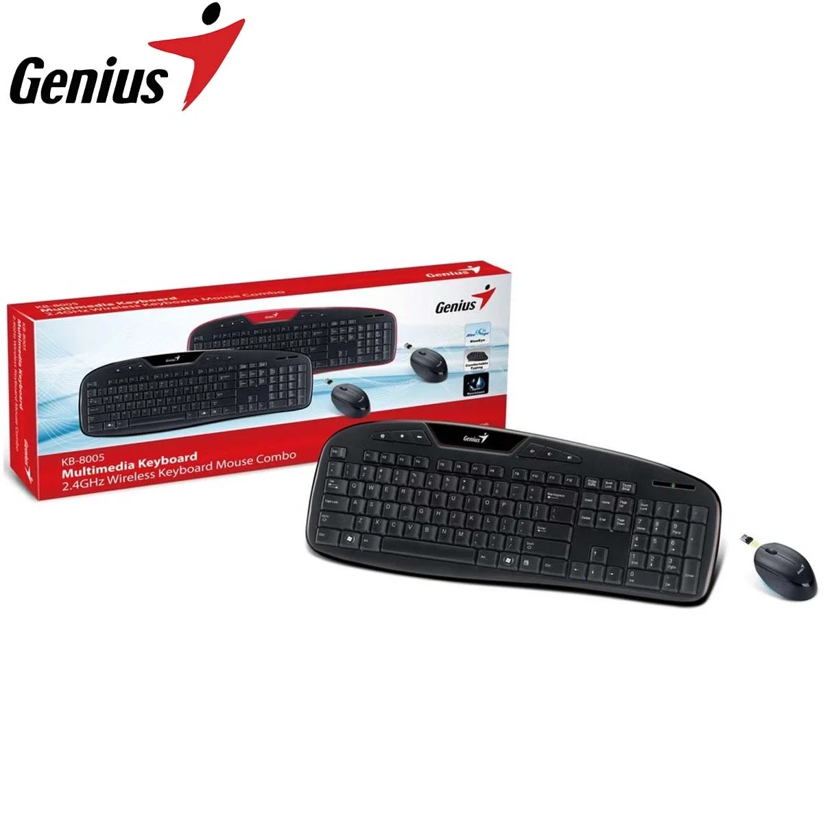 طقم لوحة مفاتيح وفأرة لاسلكي Genius KB-8005 متعدد الوسائط بتردد 2.4GHz