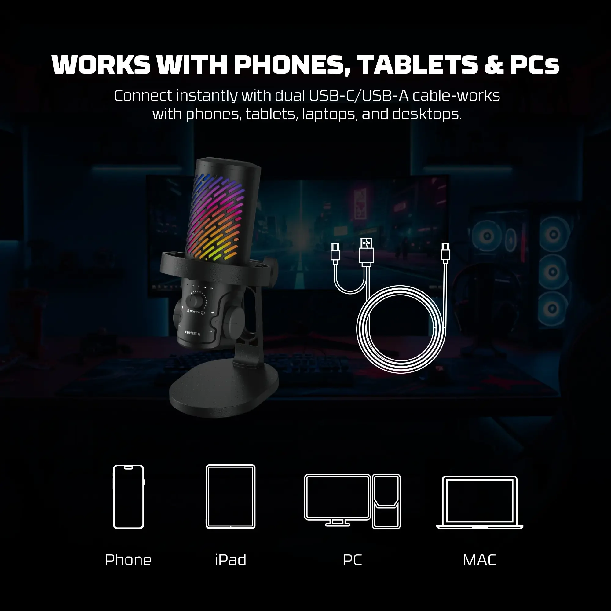 Fantech MCX04 LEVIOSA AURA USB Condenser Microphone - Thumbnail 9