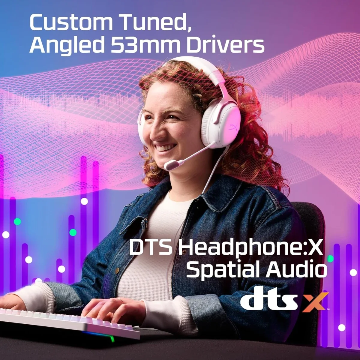 HyperX Cloud III Wired Gaming Headset, 53mm Drivers, DTS Spatial Audio, Pink - Thumbnail 6