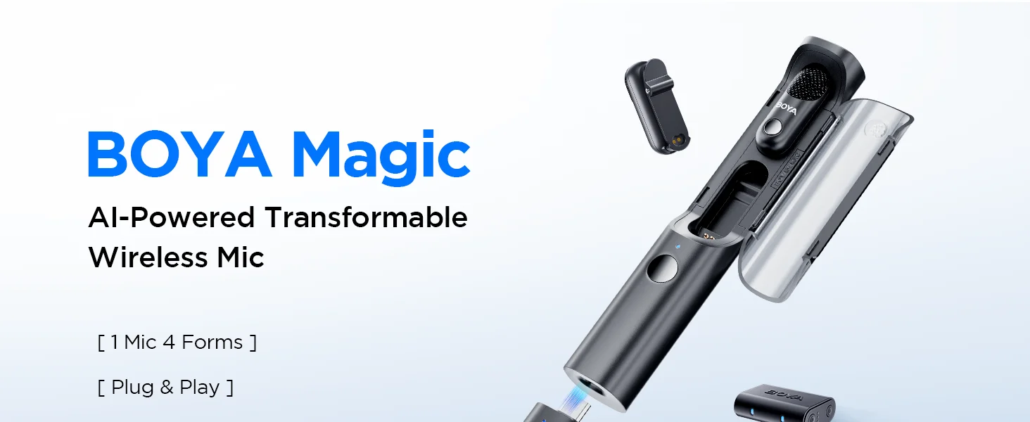 ميكروفون لافالير لاسلكي Boya Magic-03 ببطارية 30 ساعة ومدى 328 قدم - Thumbnail 9