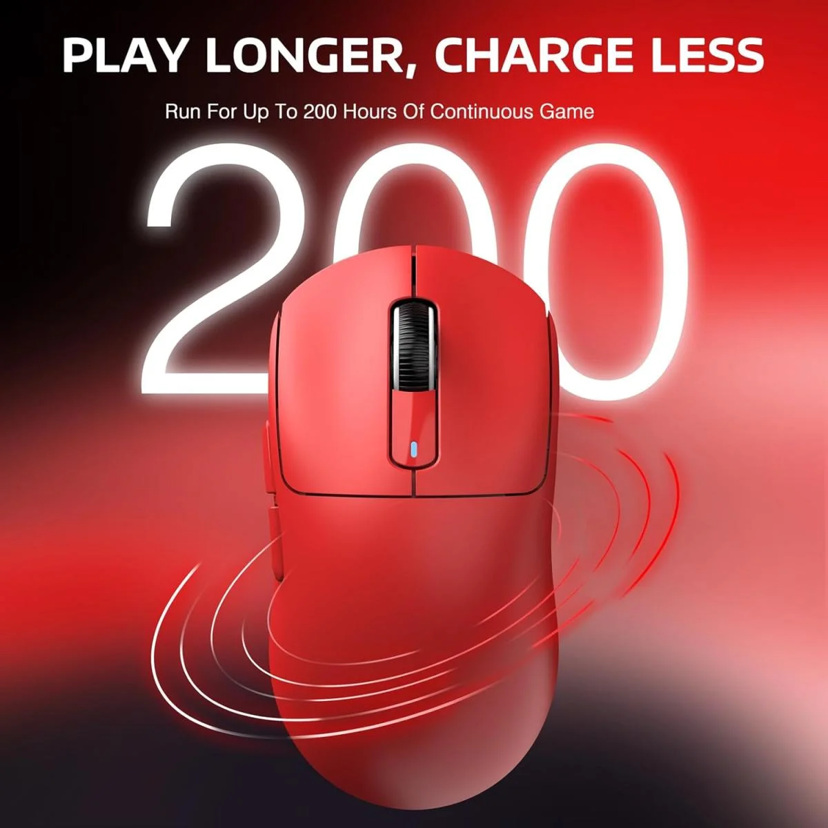 ATTACK SHARK X3 Wireless Gaming Mouse with PAW3395 Sensor, 26K DPI, Red - Thumbnail 2