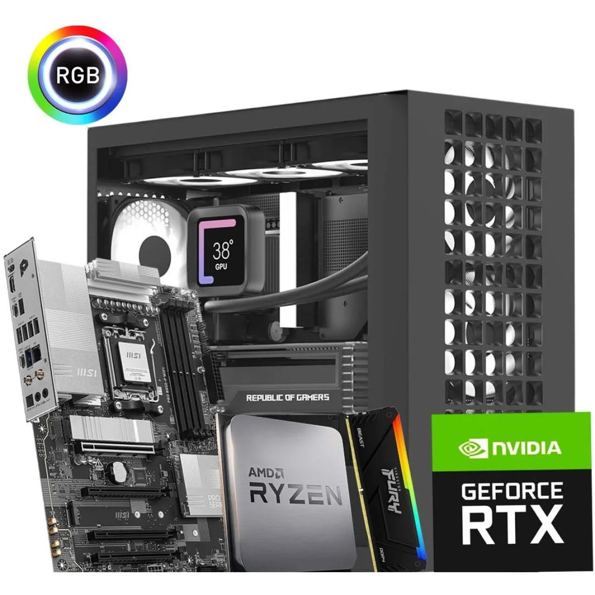 AMD Ryzen 5 9600X Gaming PC, RTX 5060 Ti 8GB, 16GB DDR5 RAM, 1TB NVMe SSD