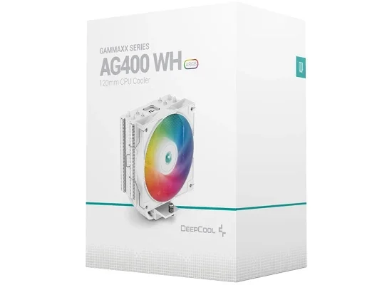 مبرد معالج DeepCool GAMMAXX AG400 ARGB أبيض بمروحة PWM 120 ملم و4 أنابيب حرارية، يدعم LGA 1700