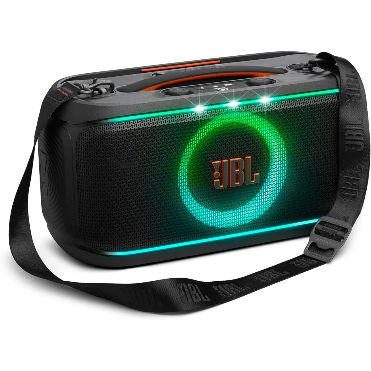 JBL PartyBox On-The-Go 2 Portable Party Speaker with Wireless Digital Microphone, Lightshow, 15-Hour Playtime, Black - Thumbnail 2