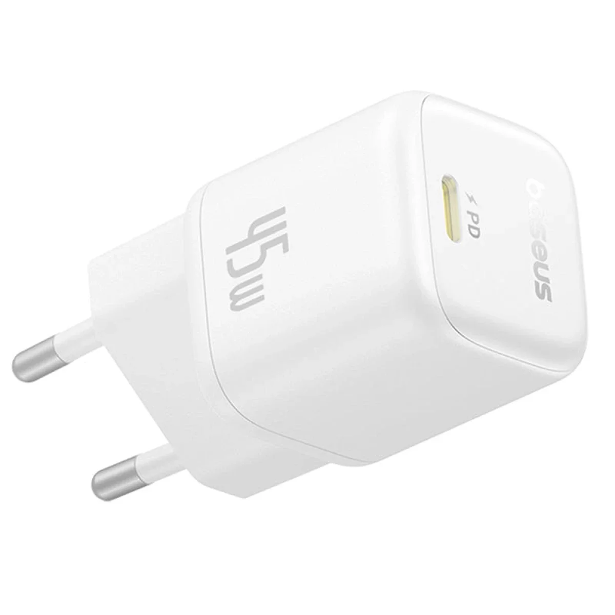 شاحن جداري Baseus PicoGo GaN6 Pro USB-C بقدرة 45 واط، قابس أوروبي - أبيض قمري - Image 4