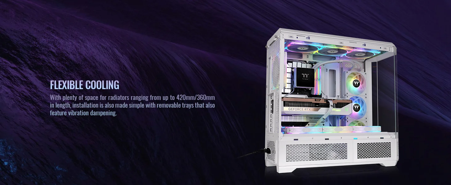 هيكل كمبيوتر Thermaltake View 600 TG فل تاور مع دعم رادياتير 420mm وطقم شاشة LCD مقاس 6.0 إنش Snow White - Image 17