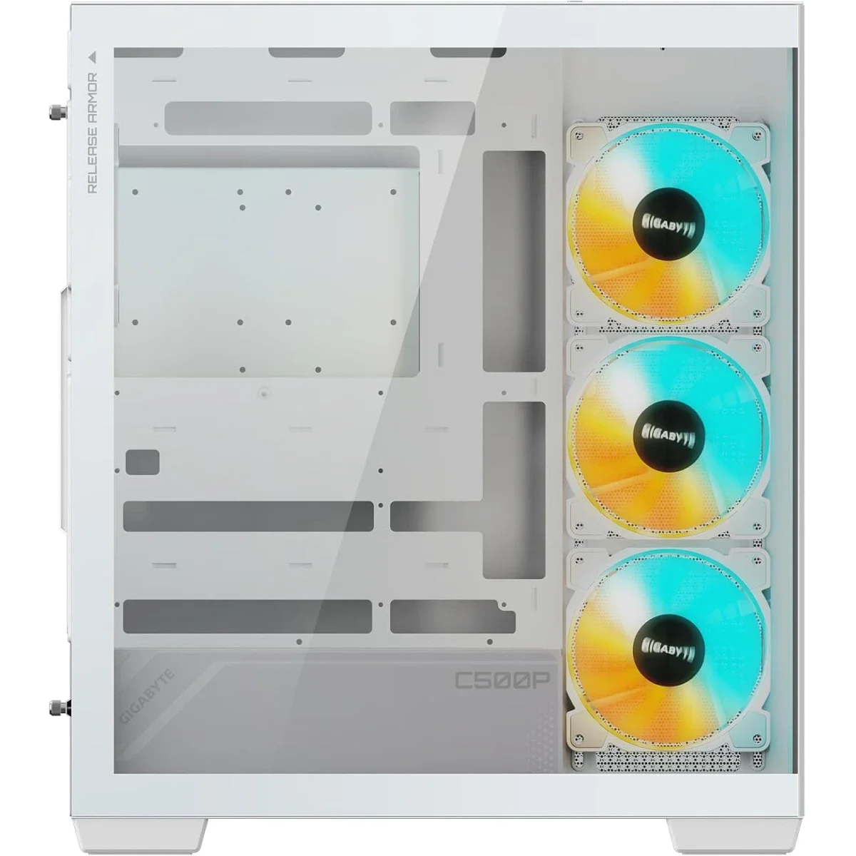 GIGABYTE C500 Panoramic Stealth Ice ATX Mid-Tower PC Case with RGB Lighting - Thumbnail 4