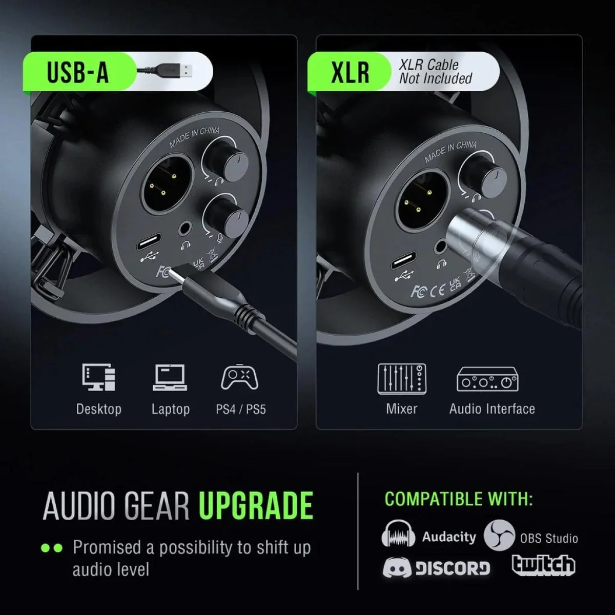 ميكروفون ديناميكي FIFINE K688 بمنفذي USB/XLR مع حامل صدمات للبودكاست - Thumbnail 2