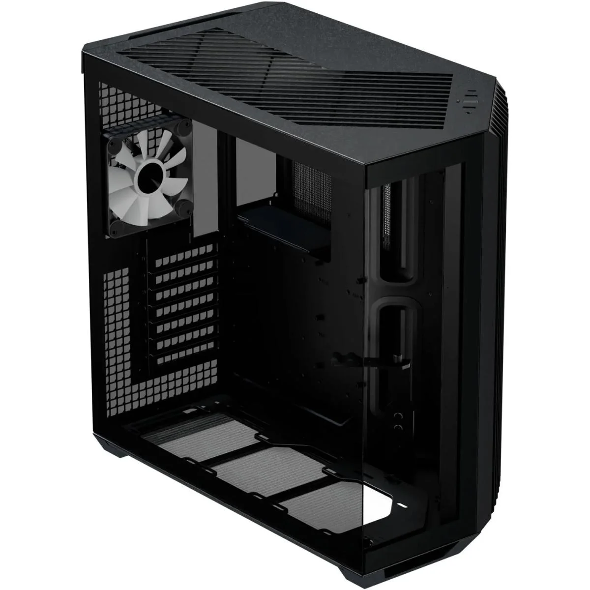 APNX V1 Black Dual-Chamber Panoramic ATX Mid-Tower Gaming Case with 4 ARGB Fans
