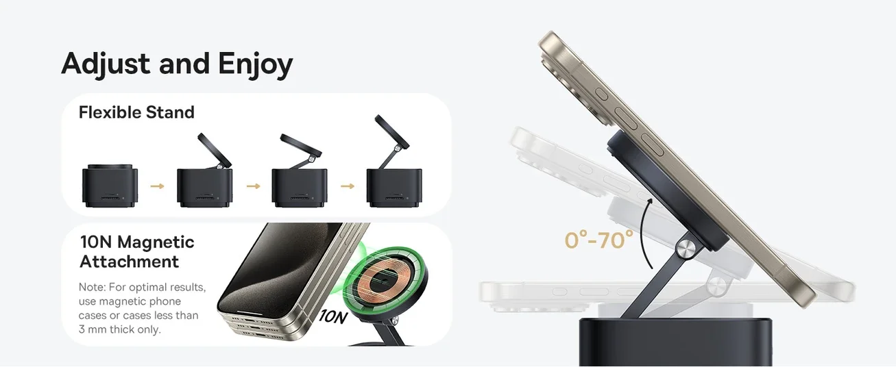 موزع USB-C Baseus MagPro Series II 7 في 1 مع شاحن لاسلكي Qi2 بقدرة 15W ومنفذ HDMI بدقة 4K@60Hz وشحن PD بقدرة 100W وسرعة 10Gbps وقارئ بطاقات SD - أسود - Image 13
