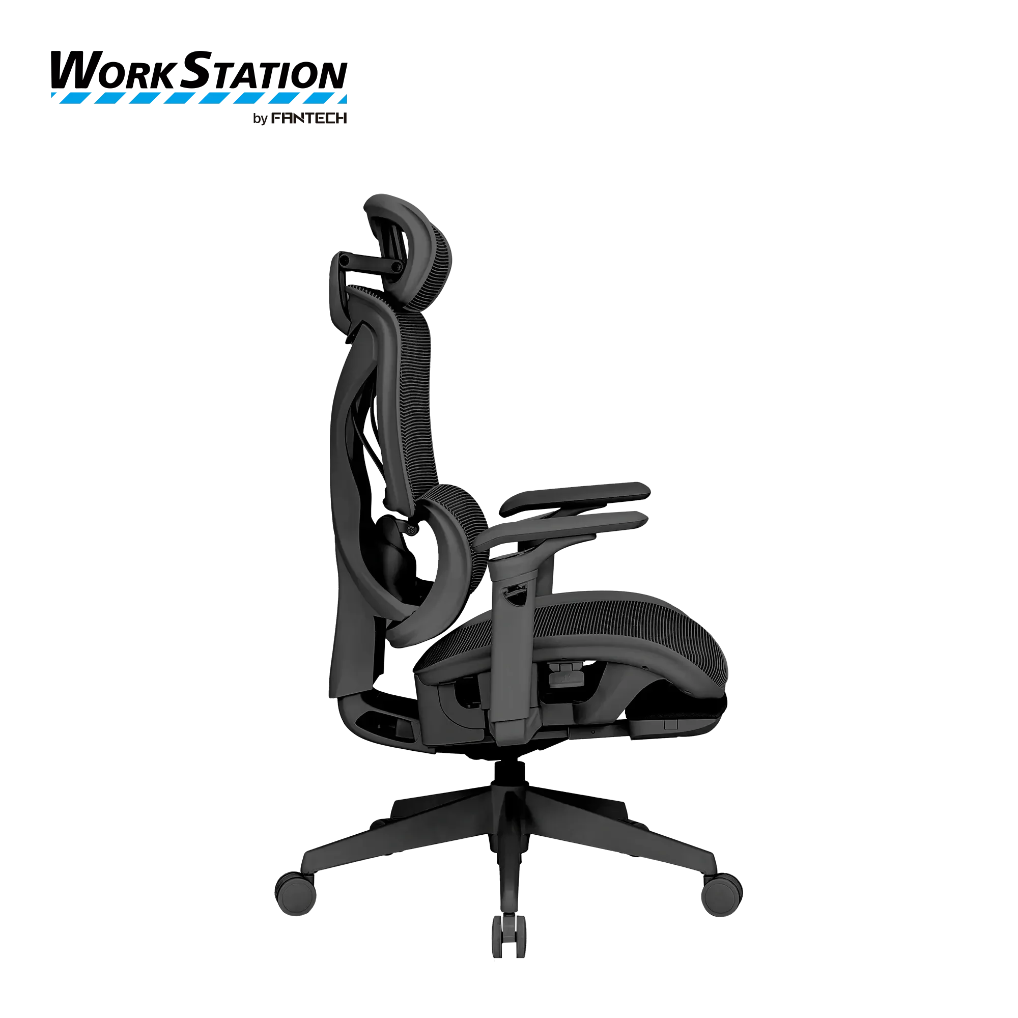 كرسي مكتب مريح - إمالة حتى 135° مع 4 وضعيات قفل للعمل والراحة والاسترخاء - أسود - نوع Fantech Workstation CW2 Denver  - Thumbnail 6