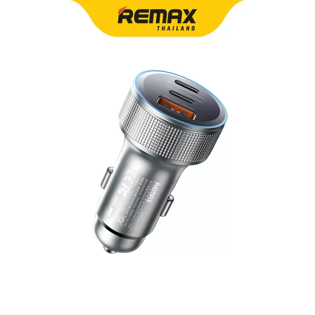 شاحن سيارة Remax CC07 سريع 60 واط من سبائك الألمنيوم بإضاءة ملونة