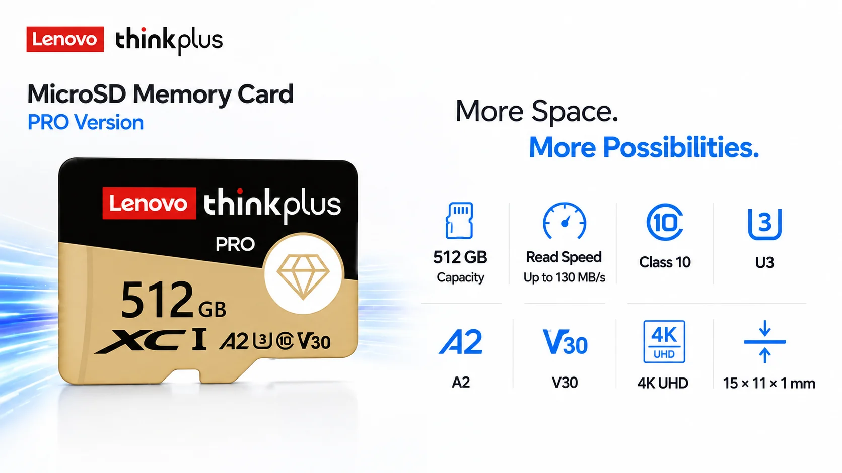 كرت ذاكرة Lenovo Thinkplus PRO microSDXC بسعة 512GB وتصنيف U3 V30 A2 ودعم 4K، حتى 130MB/s - Image 5