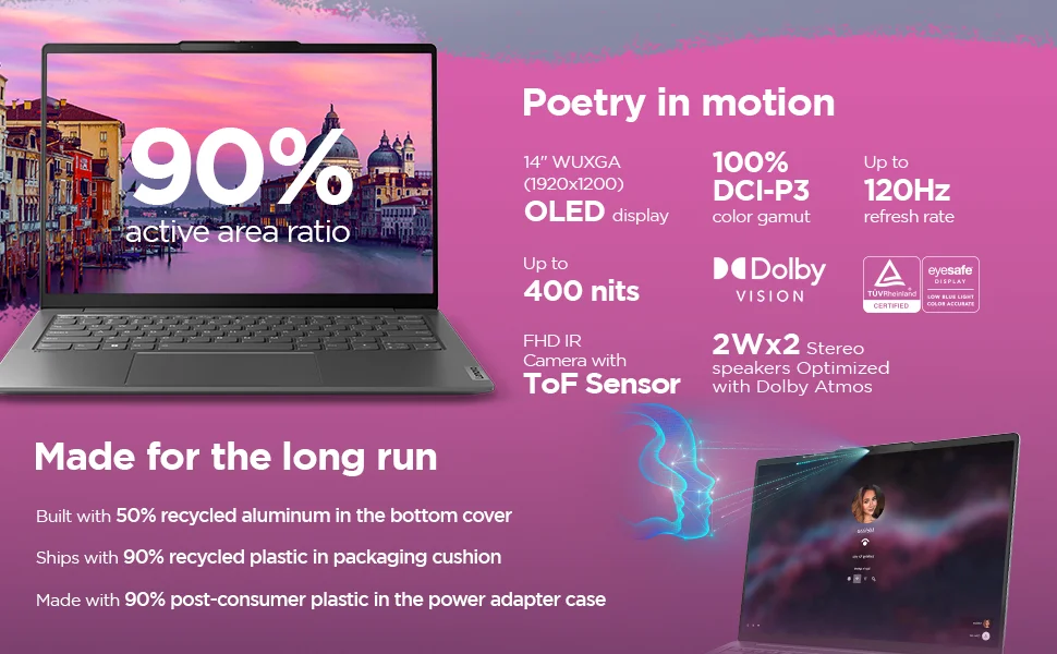 Lenovo Yoga Slim 6 2024 14-inch OLED Laptop Intel Core i5-13500H 16GB RAM 512GB SSD Storm Grey - Image 12