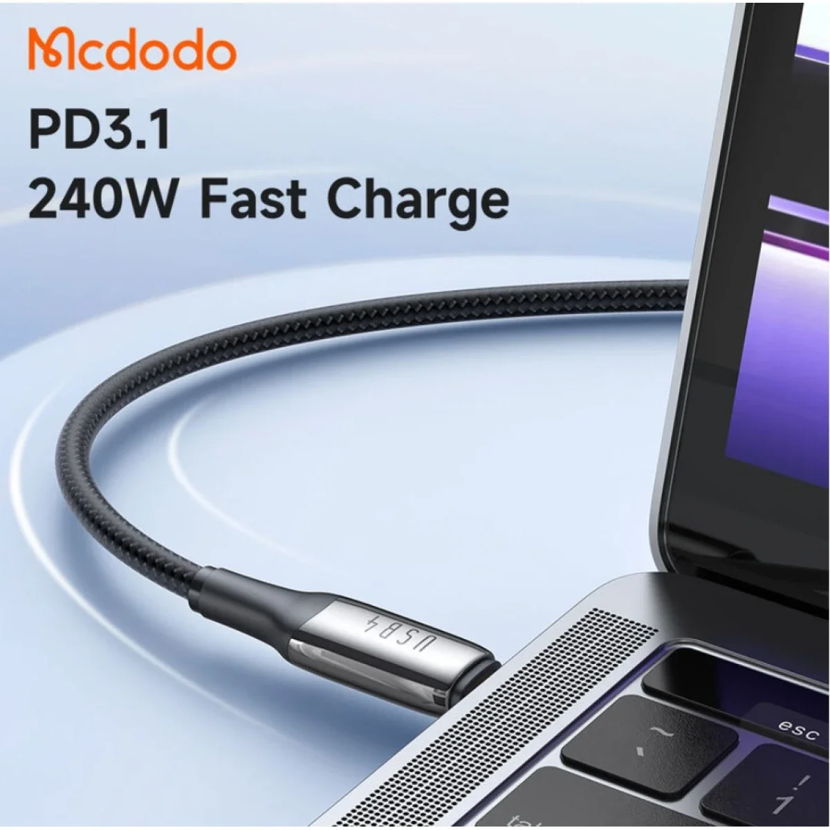 Mcdodo CA-2990 Thunderbolt 4 USB-C to USB-C Cable, 240W 5A, USB 4.0, 1.2m - Thumbnail 7