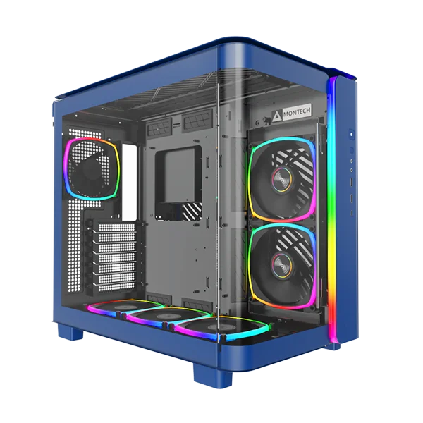 كيس كمبيوتر Montech KING 95 PRO للألعاب بحجرتين Mid-Tower – أزرق