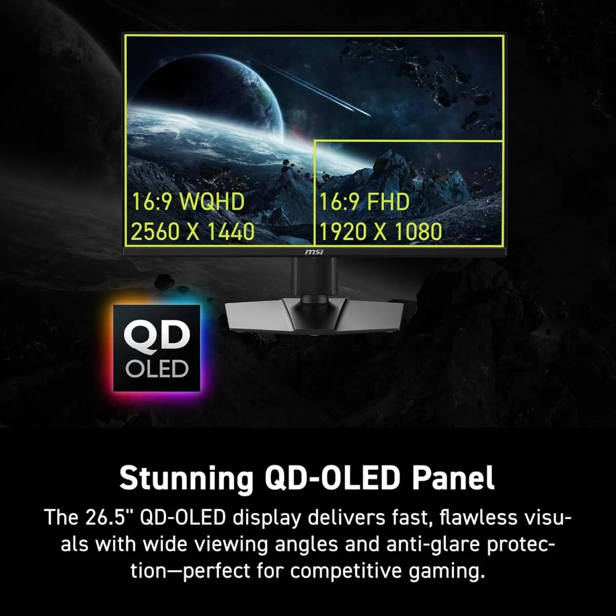 MSI 27-inch WQHD 2K Gaming Monitor, 240Hz, 0.03ms, HDR400, G-SYNC/FreeSync, USB-C 15W PD, Wide Color Gamut – MAG 272QP QD-OLED X24 - Image 4