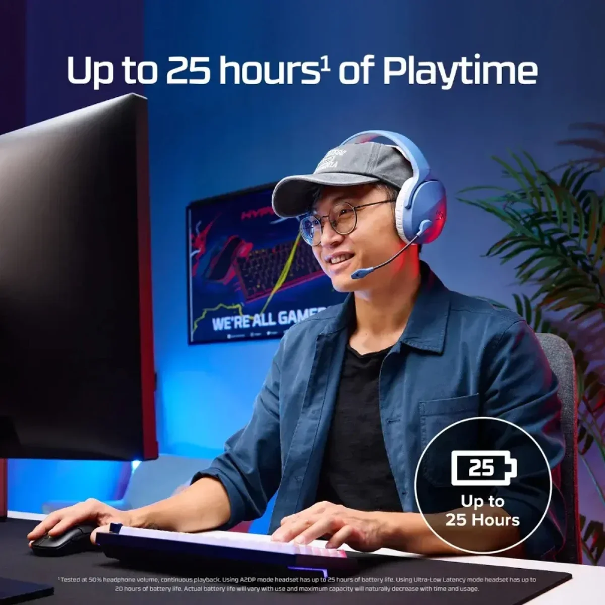 سماعة ألعاب HyperX Cloud Jet لاسلكية مزدوجة وبلوتوث مع تشغيل حتى 25 ساعة، أزرق - Thumbnail 6