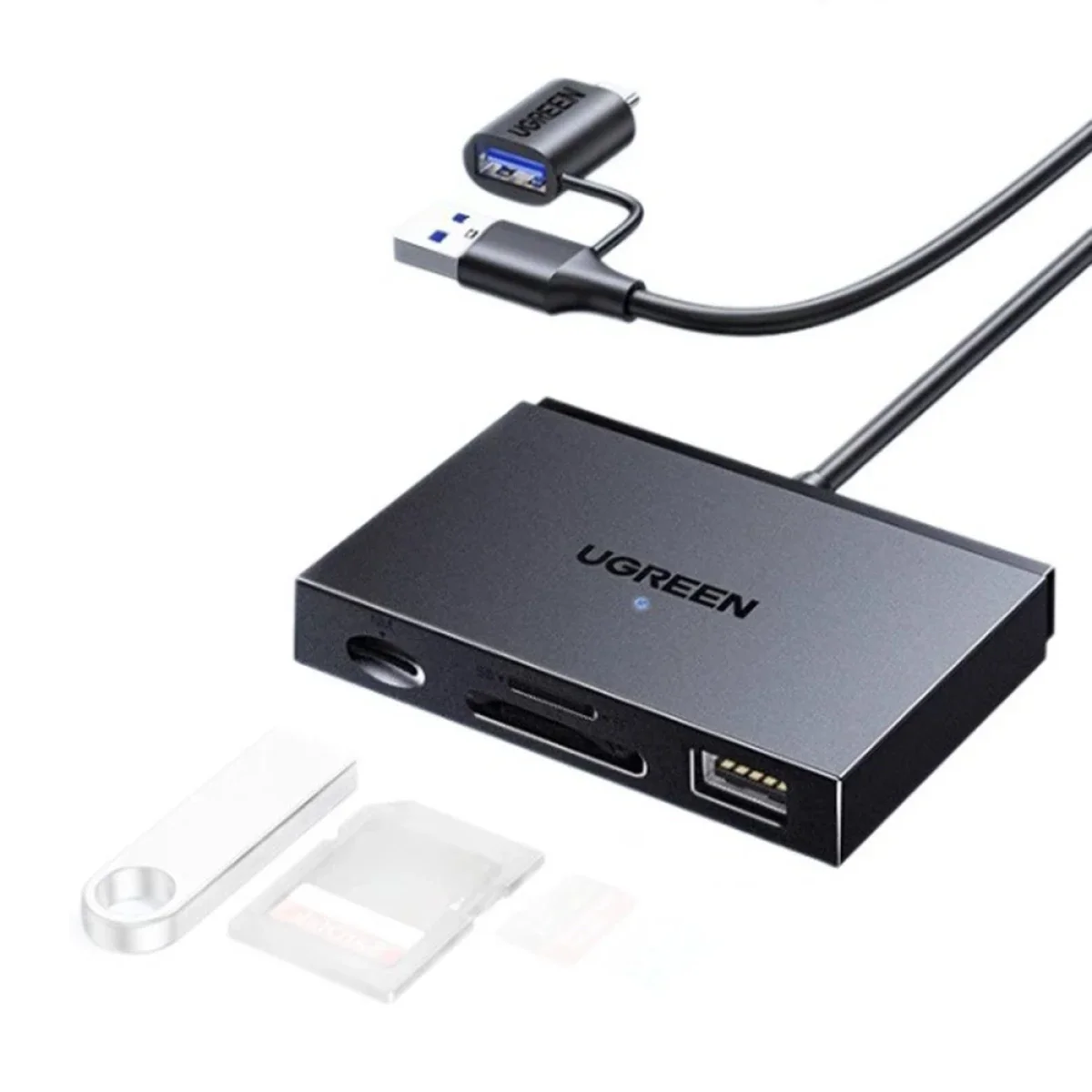 قارئ بطاقات Ugreen 45178 2 في 1 USB-A وUSB-C لبطاقات SD وmicroSD/TF وNM