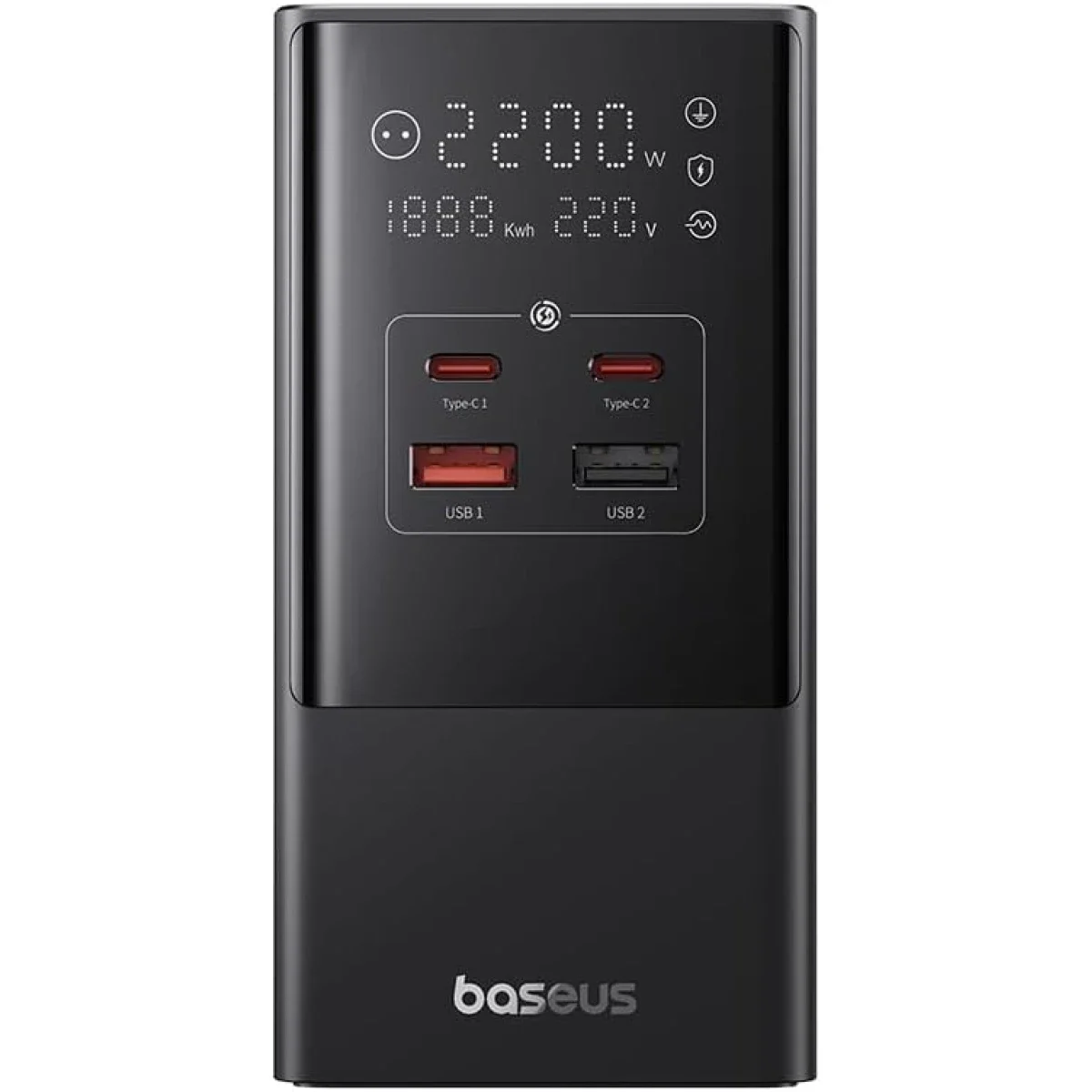 مشترك كهربائي رقمي Baseus PowerCombo Tower بقدرة 35 واط، 3 منافذ AC و2 USB-A و2 USB-C، سلك EU بطول 1.5 متر - أسود - Thumbnail 2